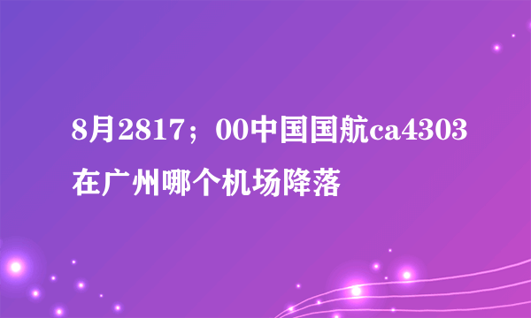 8月2817；00中国国航ca4303在广州哪个机场降落