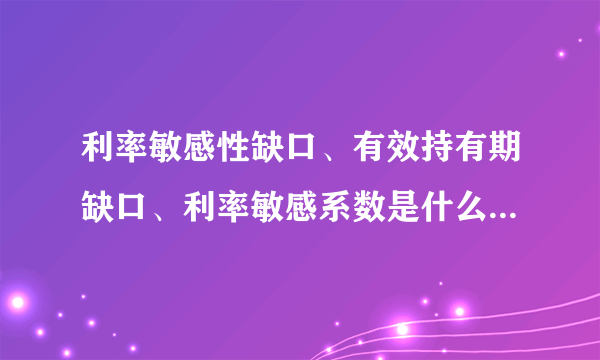 利率敏感性缺口、有效持有期缺口、利率敏感系数是什么？请详细解析