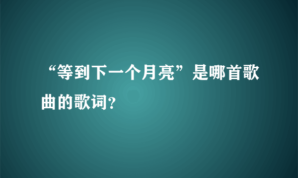 “等到下一个月亮”是哪首歌曲的歌词？