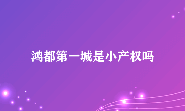 鸿都第一城是小产权吗