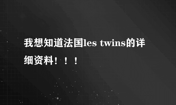 我想知道法国les twins的详细资料！！！