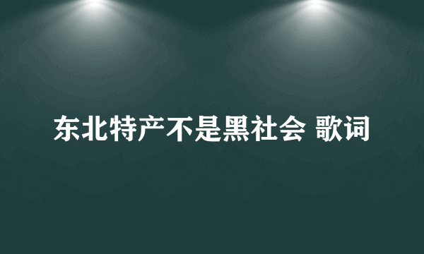 东北特产不是黑社会 歌词