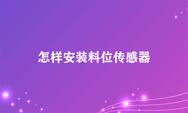 怎样安装料位传感器