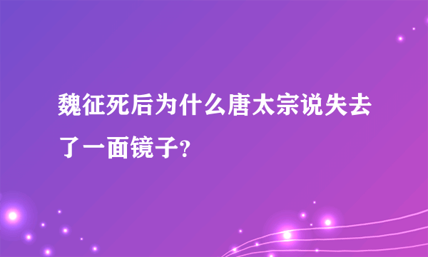 魏征死后为什么唐太宗说失去了一面镜子？