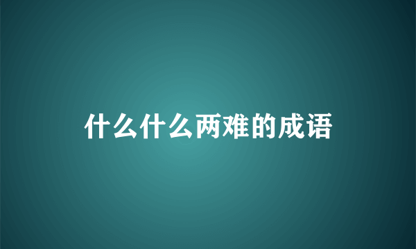 什么什么两难的成语