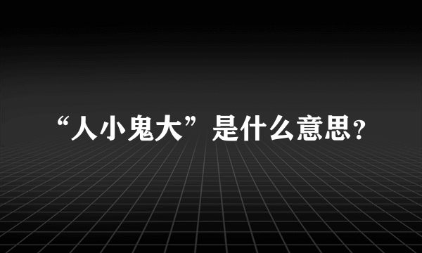 “人小鬼大”是什么意思？