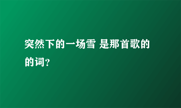 突然下的一场雪 是那首歌的的词？