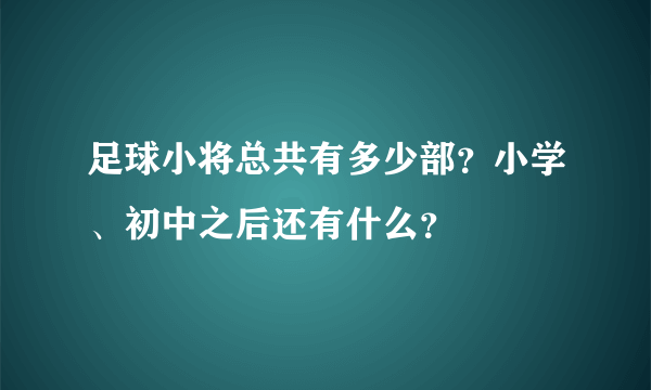 足球小将总共有多少部？小学、初中之后还有什么？