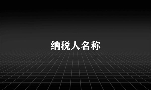 纳税人名称