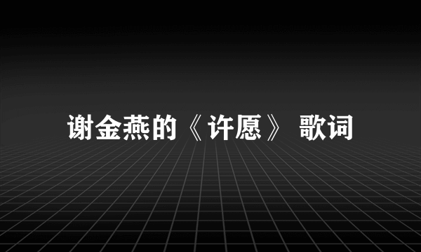 谢金燕的《许愿》 歌词