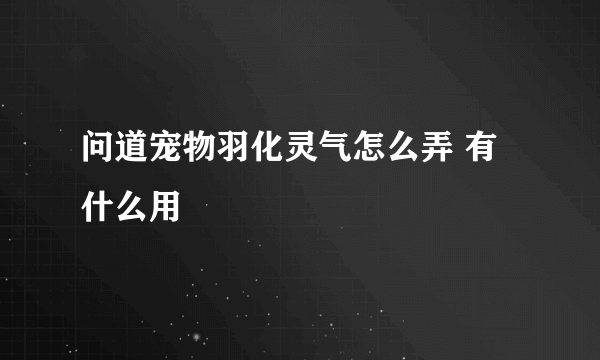 问道宠物羽化灵气怎么弄 有什么用