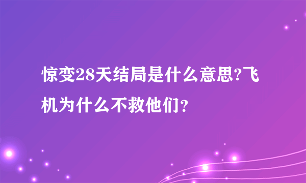 惊变28天结局是什么意思?飞机为什么不救他们？