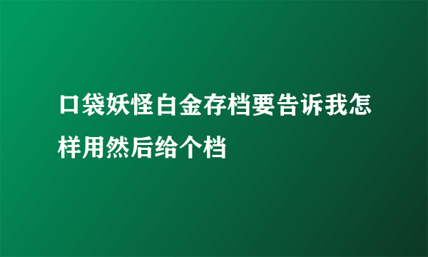 口袋妖怪白金存档要告诉我怎样用然后给个档