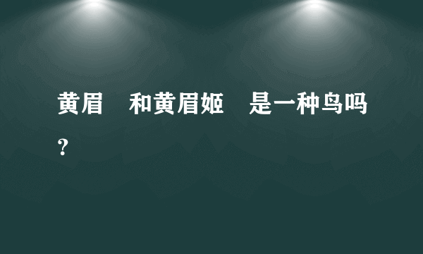 黄眉鹀和黄眉姬鹟是一种鸟吗？