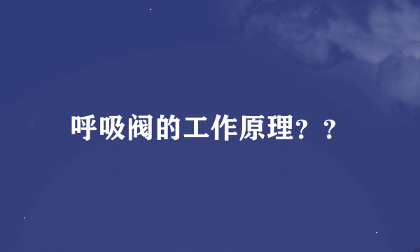 呼吸阀的工作原理？？