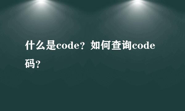 什么是code？如何查询code码？