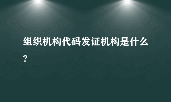 组织机构代码发证机构是什么?