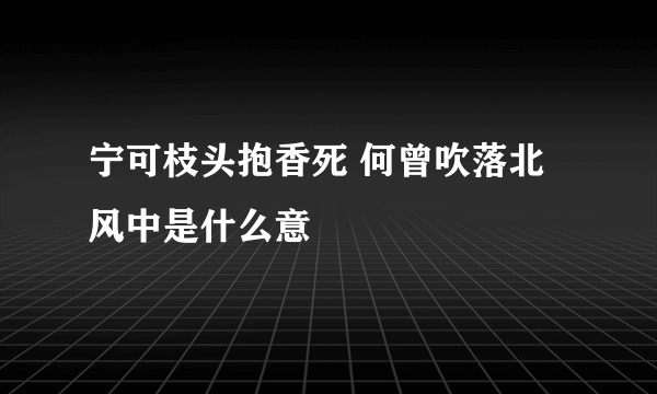 宁可枝头抱香死 何曾吹落北风中是什么意