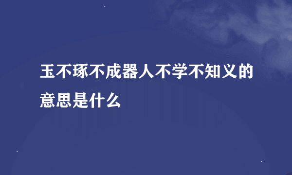 玉不琢不成器人不学不知义的意思是什么