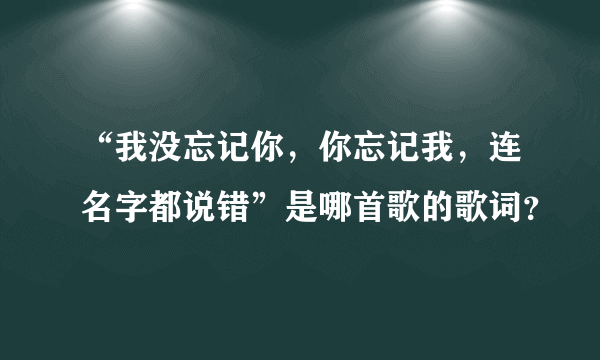 “我没忘记你，你忘记我，连名字都说错”是哪首歌的歌词？