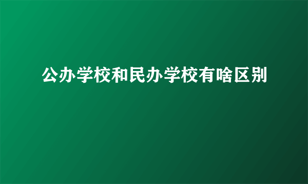 公办学校和民办学校有啥区别