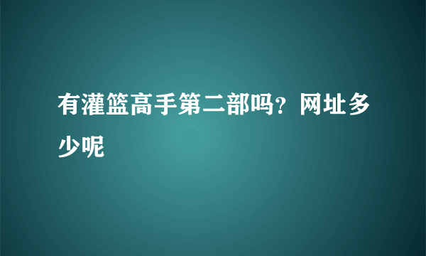 有灌篮高手第二部吗？网址多少呢