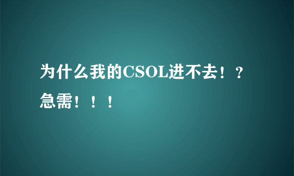 为什么我的CSOL进不去！？急需！！！