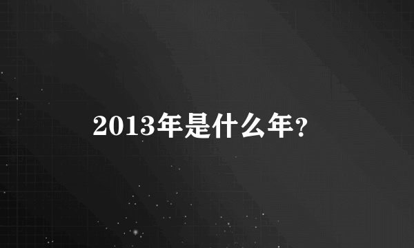 2013年是什么年？