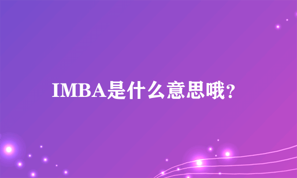 IMBA是什么意思哦？