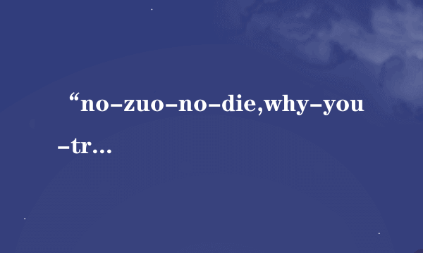 “no-zuo-no-die,why-you-try!”是什么意思？