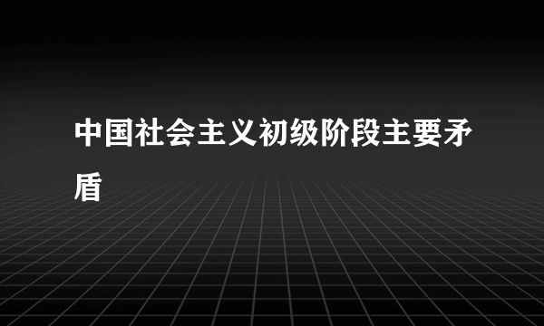 中国社会主义初级阶段主要矛盾