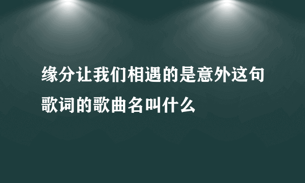 缘分让我们相遇的是意外这句歌词的歌曲名叫什么