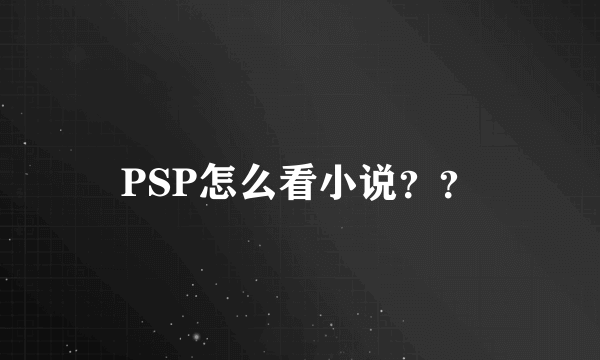 PSP怎么看小说？？