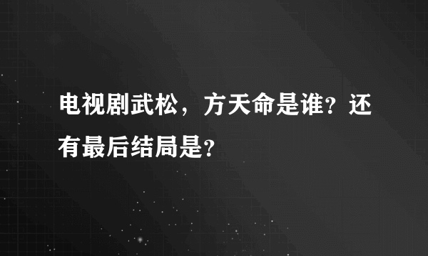 电视剧武松，方天命是谁？还有最后结局是？