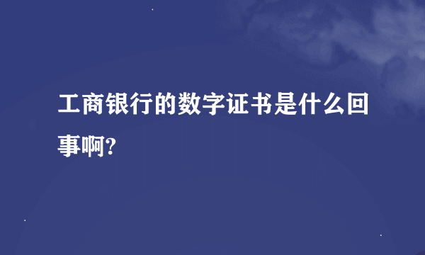 工商银行的数字证书是什么回事啊?