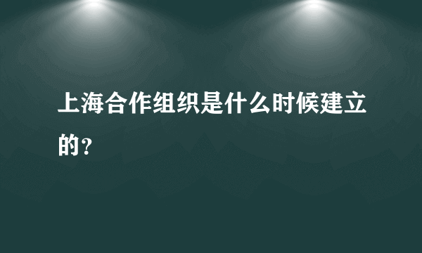 上海合作组织是什么时候建立的？