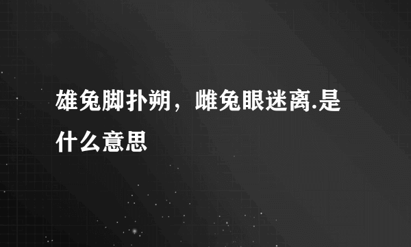 雄兔脚扑朔，雌兔眼迷离.是什么意思