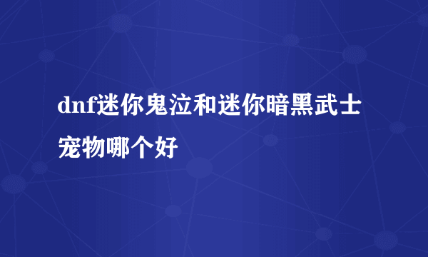 dnf迷你鬼泣和迷你暗黑武士宠物哪个好