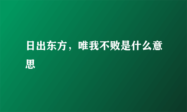 日出东方，唯我不败是什么意思