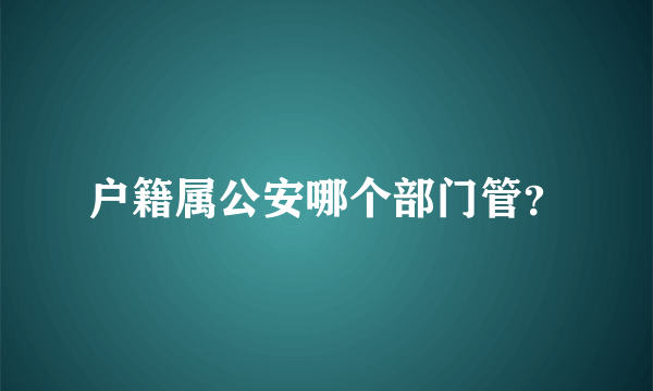 户籍属公安哪个部门管？