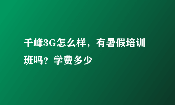 千峰3G怎么样，有暑假培训班吗？学费多少