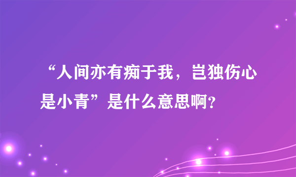 “人间亦有痴于我，岂独伤心是小青”是什么意思啊？