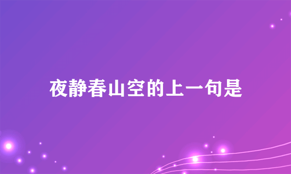 夜静春山空的上一句是