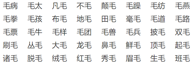 毛字的偏旁部首是什么