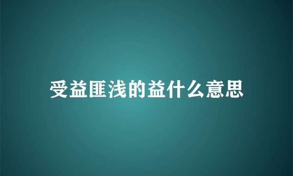 受益匪浅的益什么意思