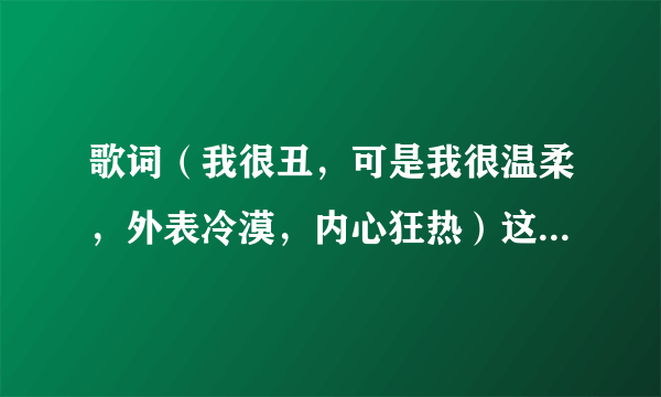 歌词（我很丑，可是我很温柔，外表冷漠，内心狂热）这首什么歌