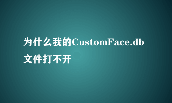 为什么我的CustomFace.db文件打不开