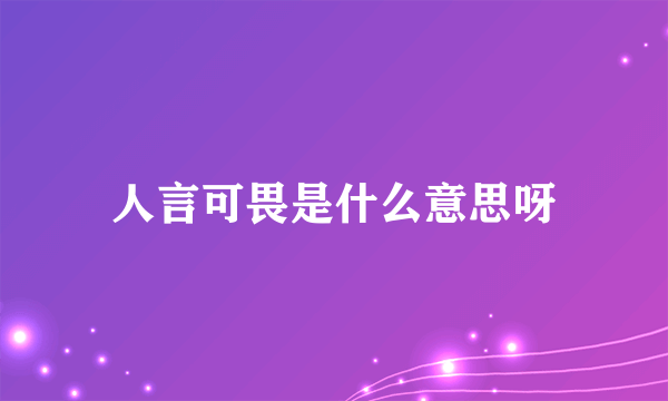 人言可畏是什么意思呀