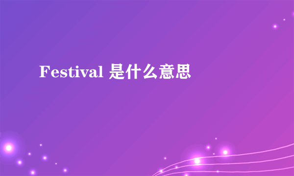 Festival 是什么意思