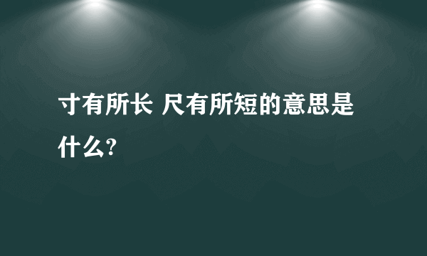 寸有所长 尺有所短的意思是什么?